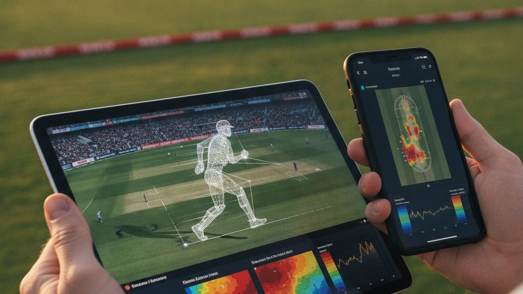 Cricket performance analysis app close photograph