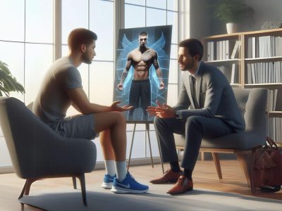 sports psychologist talking to an athlete